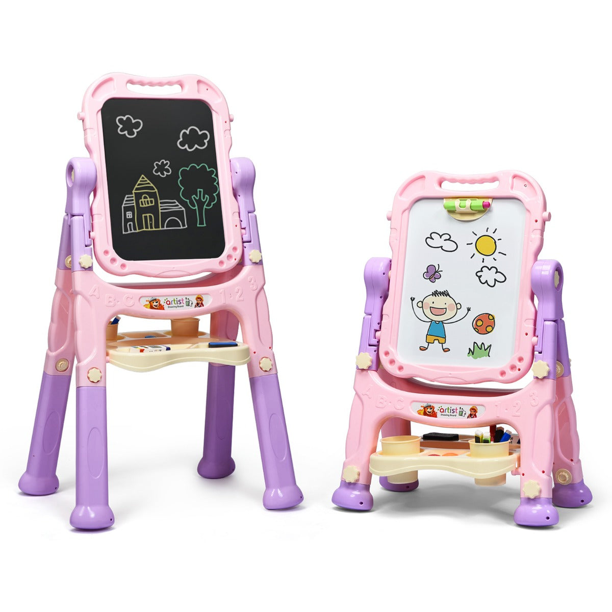 Kids Double Sided Boards Easel Magnetic Painting Art-Blue