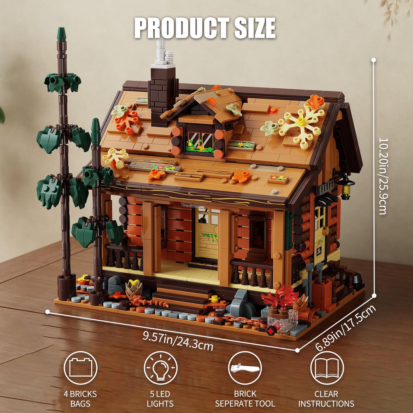 TYCOLE Wood Cabin Building Blocks with LED Lights – Forest Treehouse Kit (1969 Pcs)