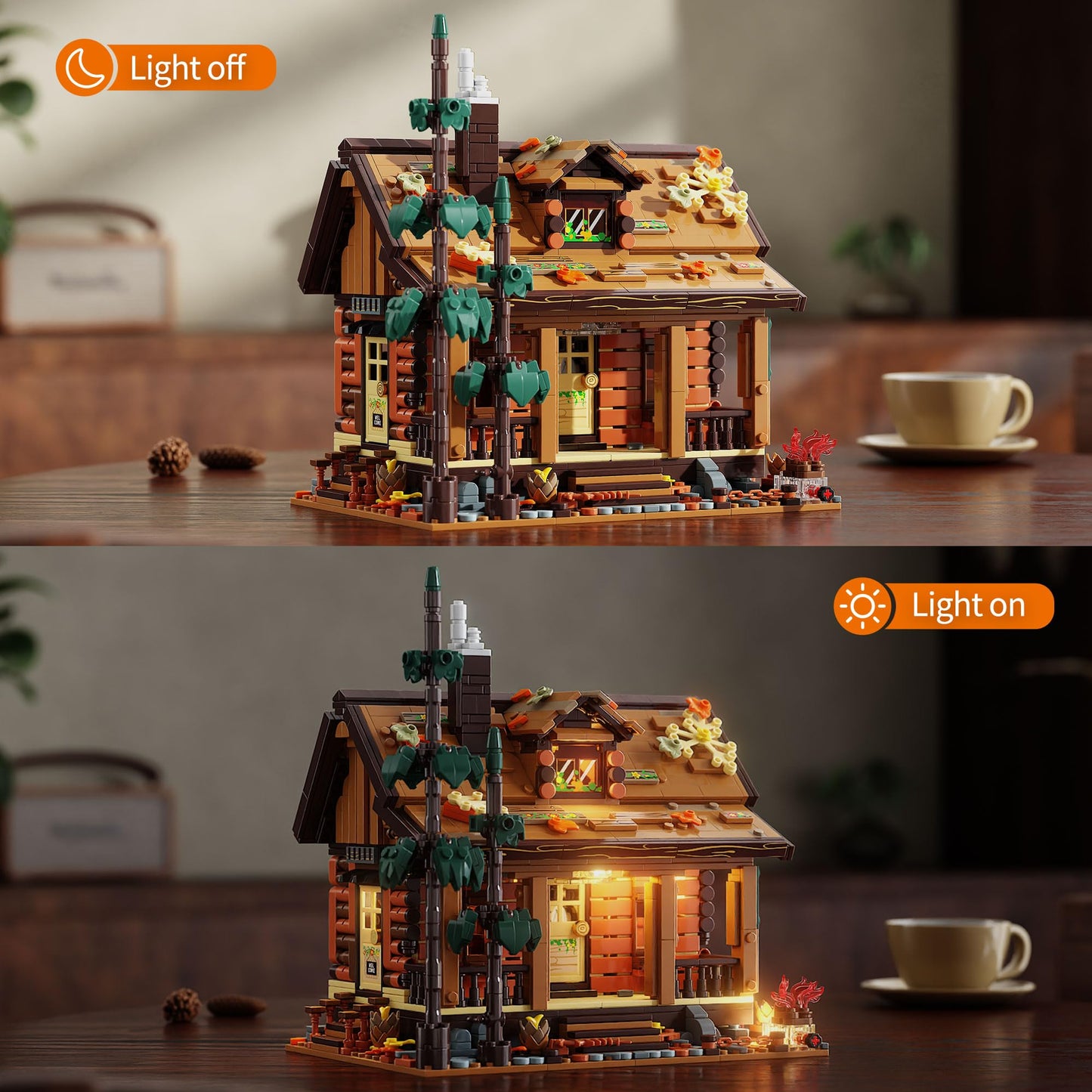 TYCOLE Wood Cabin Building Blocks with LED Lights – Forest Treehouse Kit (1969 Pcs)