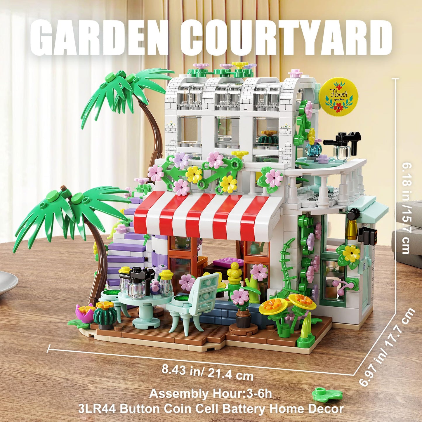TYCOLE TGL Flower House Building Set with LED Lights – 705 PCS