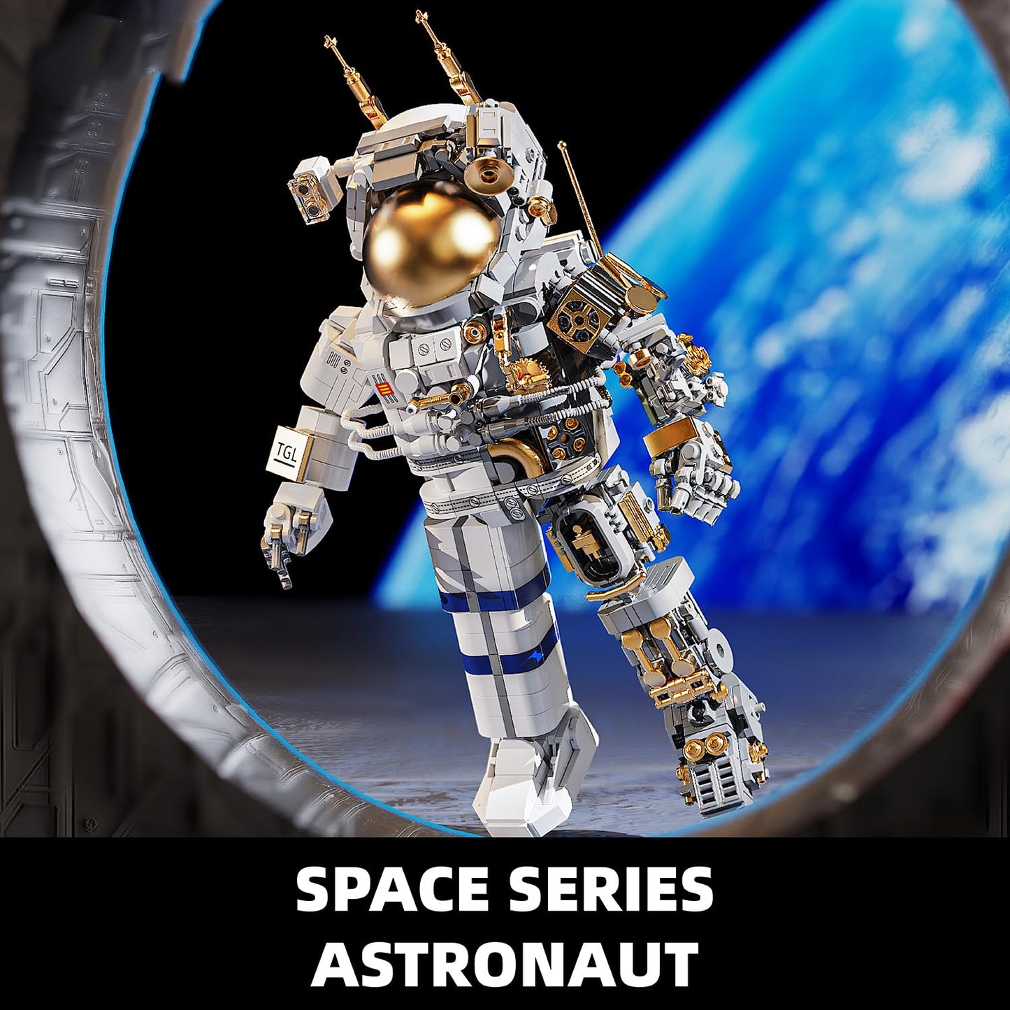 TYCOLE Space Astronaut Building Set – 860 Pcs with Display Stand, Translucent Tech Deco for Home & Office