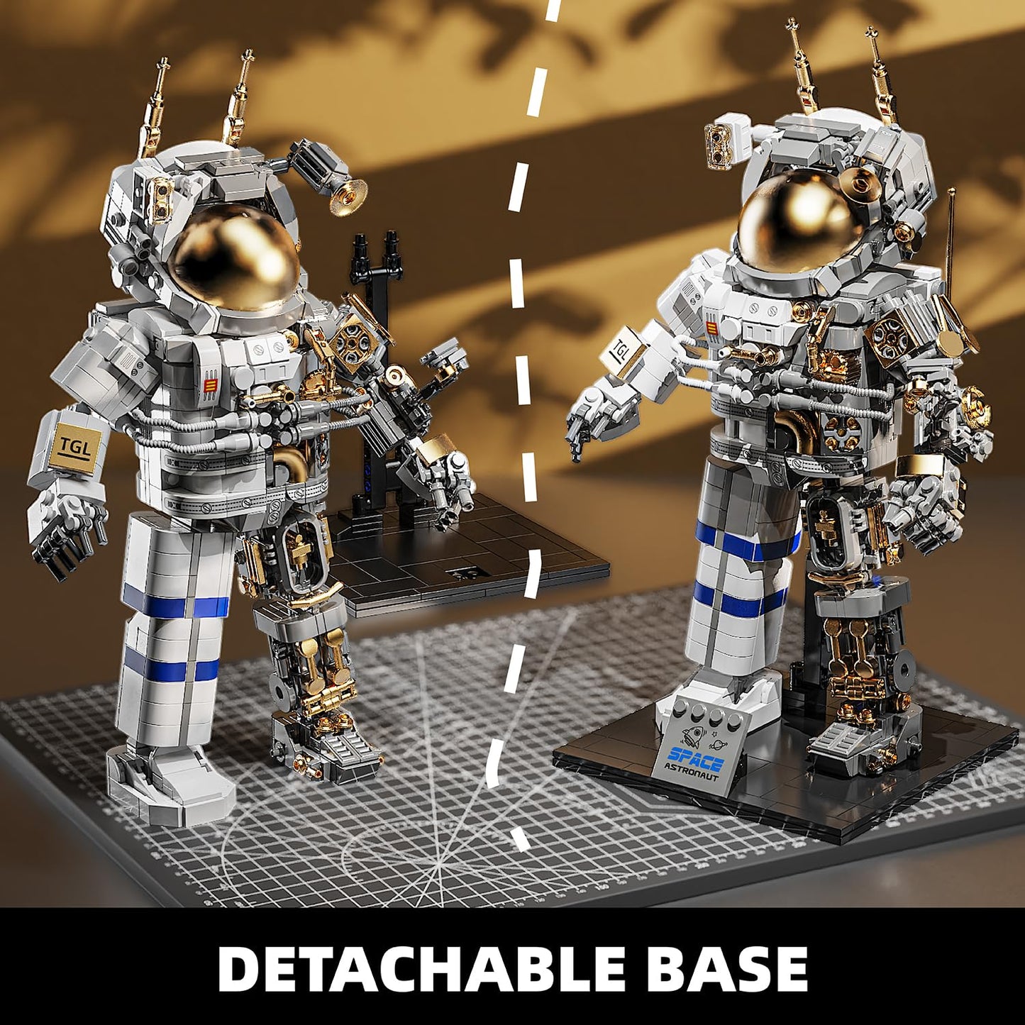 TYCOLE Space Astronaut Building Set – 860 Pcs with Display Stand, Translucent Tech Deco for Home & Office