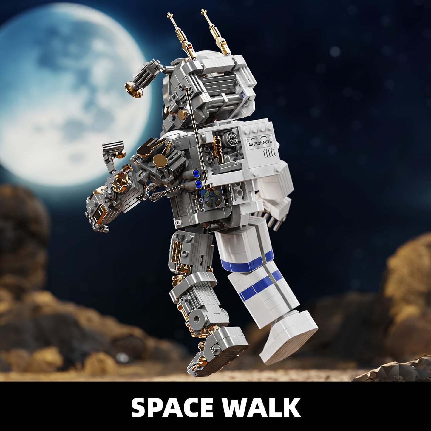 TYCOLE Space Astronaut Building Set – 860 Pcs with Display Stand, Translucent Tech Deco for Home & Office