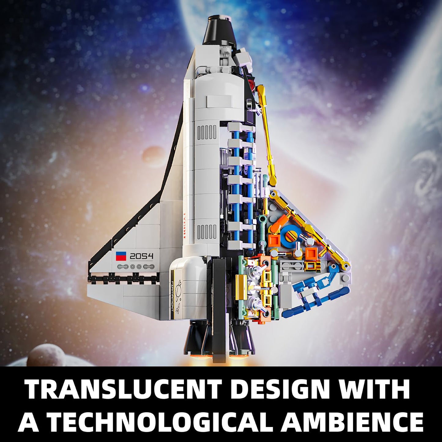 TYCOLE Space Shuttle Building Block Set – 536 Pieces, Translucent Interior