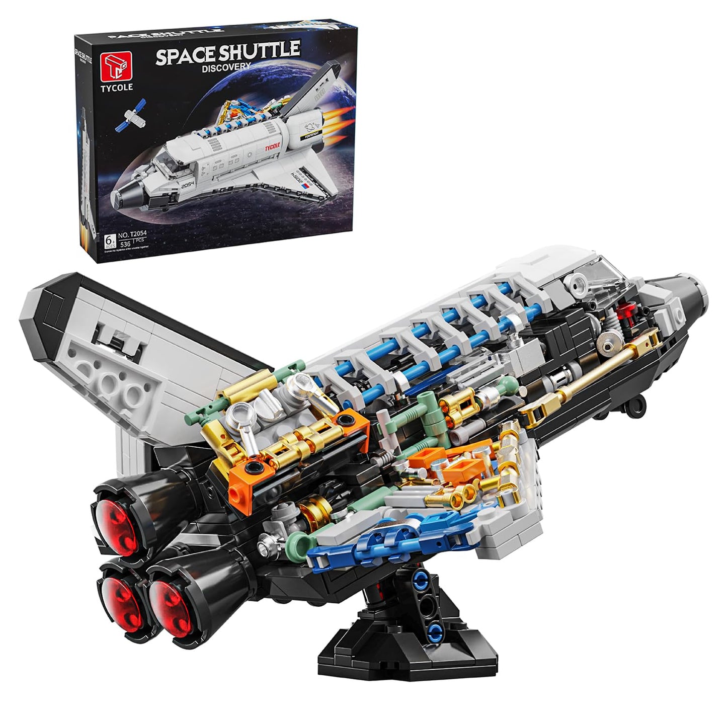 TYCOLE Space Shuttle Building Block Set – 536 Pieces, Translucent Interior