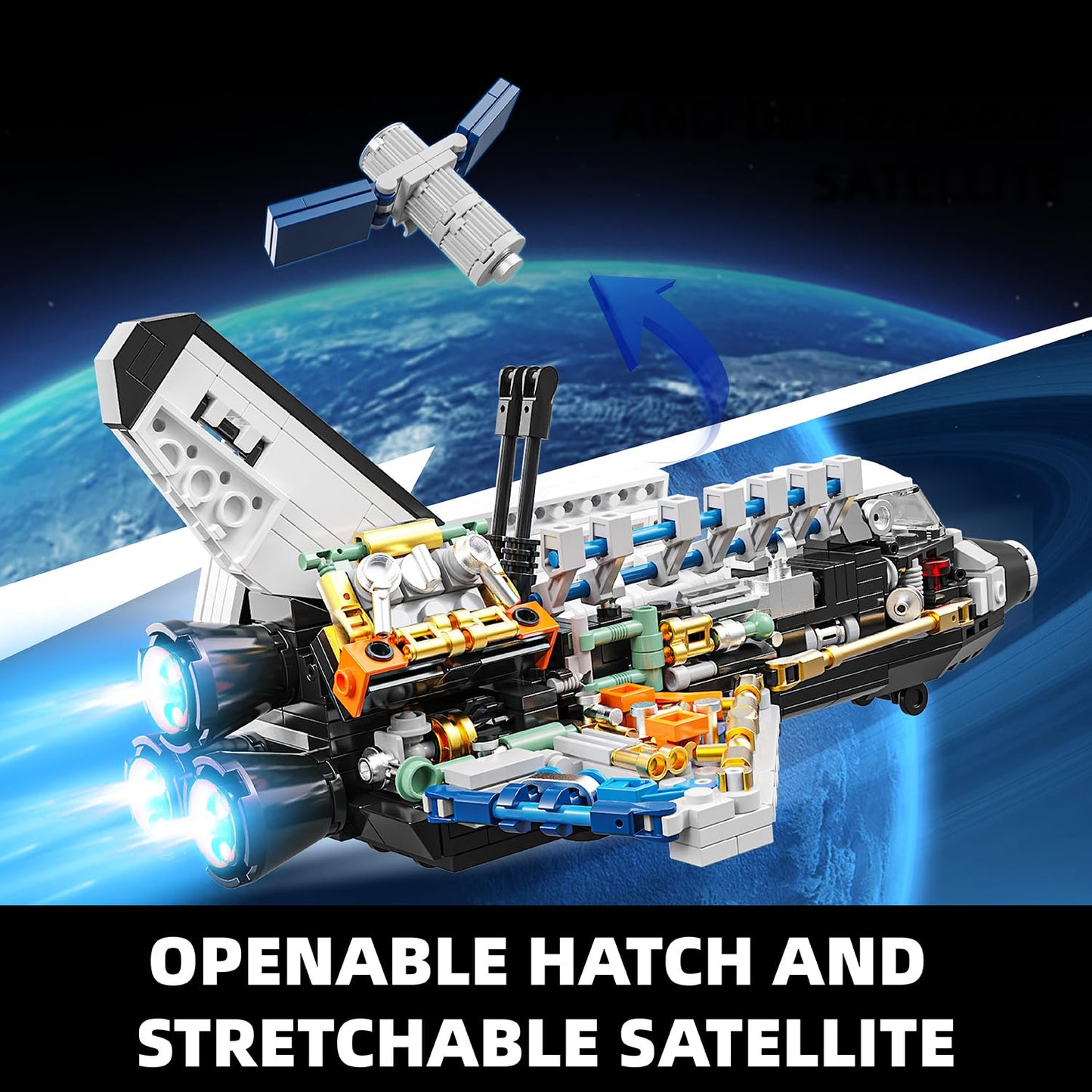 TYCOLE Space Shuttle Building Block Set – 536 Pieces, Translucent Interior