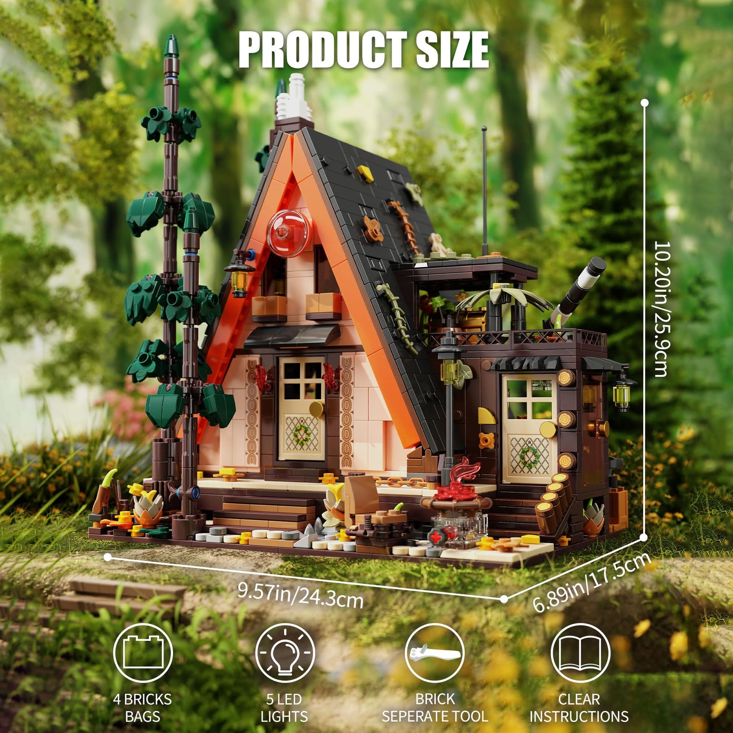 TYCOLE TGL Wood Cabin Building Blocks with LED Lights – 1800 PCS