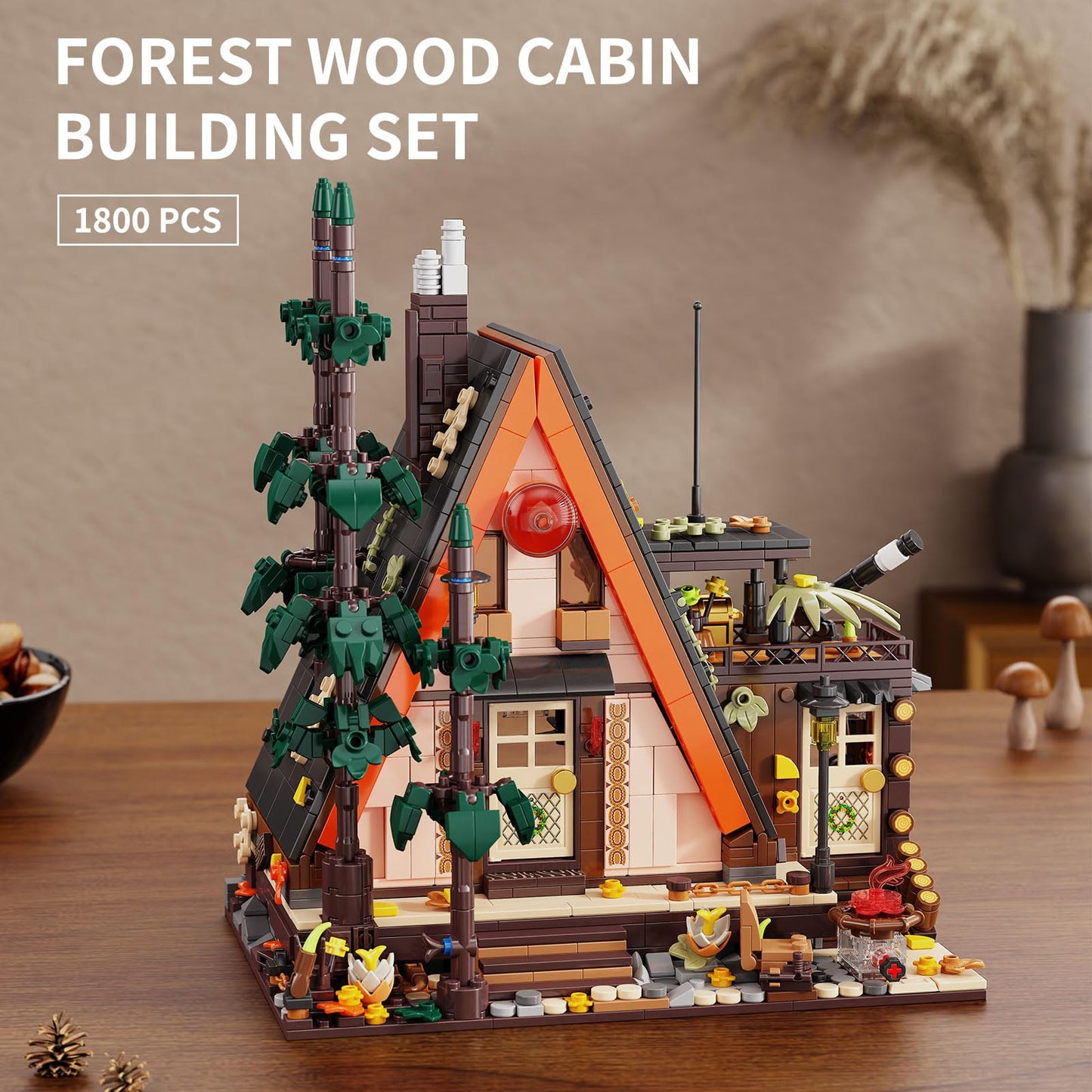 TYCOLE TGL Wood Cabin Building Blocks with LED Lights – 1800 PCS