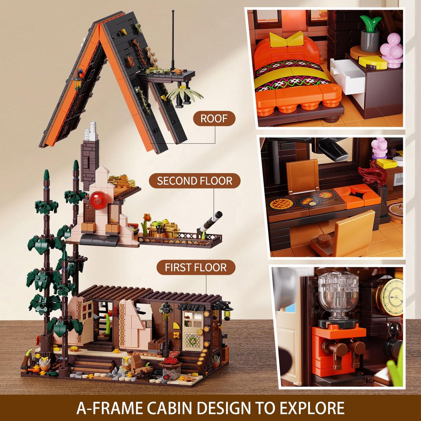 TYCOLE TGL Wood Cabin Building Blocks with LED Lights – 1800 PCS