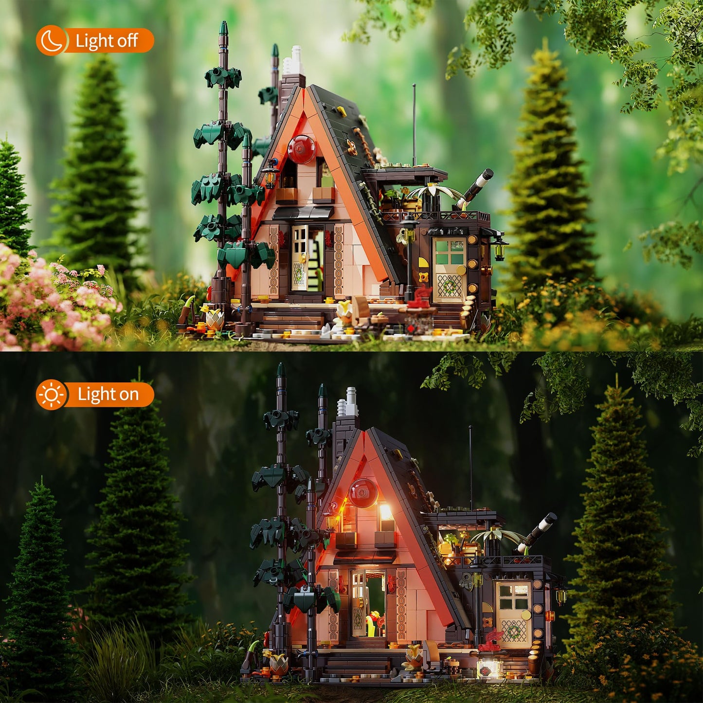 TYCOLE TGL Wood Cabin Building Blocks with LED Lights – 1800 PCS
