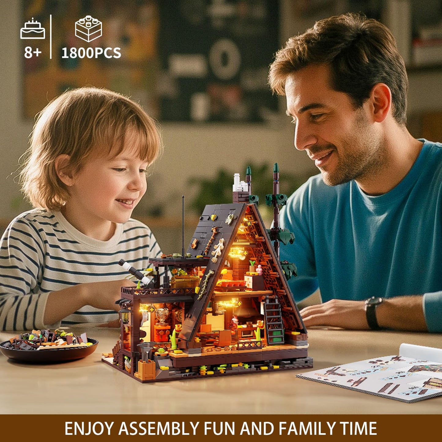 TYCOLE TGL Wood Cabin Building Blocks with LED Lights – 1800 PCS