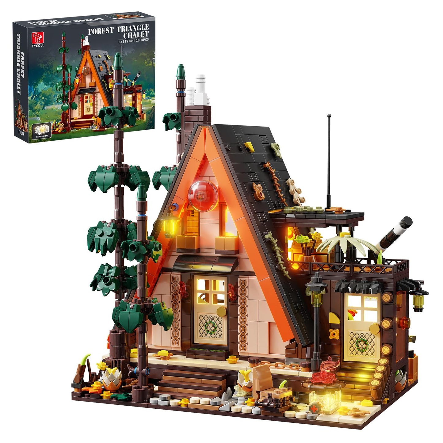 TYCOLE TGL Wood Cabin Building Blocks with LED Lights – 1800 PCS