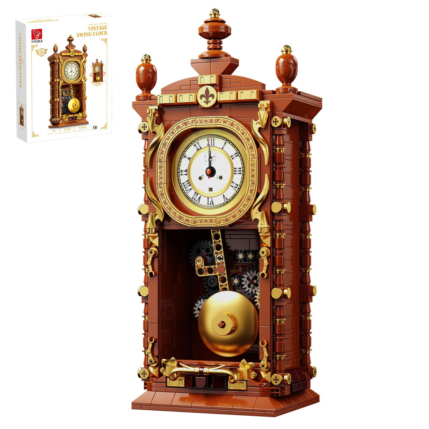 TYCOLE Vintage Pendulum Clock Building Set – Real Clock Function & Collectible for Adults & Kids 6+