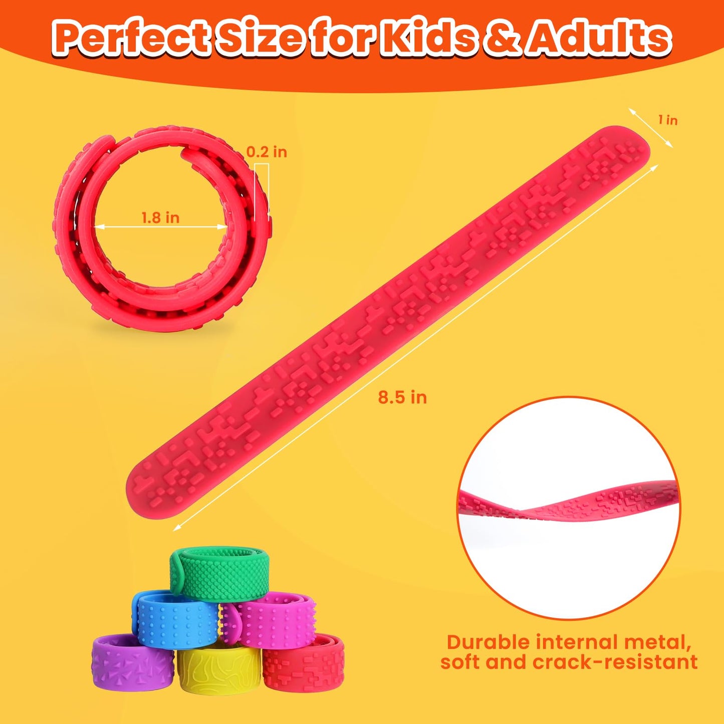 TYITALK 6 Pack Textured Slap Bracelets – Sensory Fidget Toys for Focus & Anxiety Relief