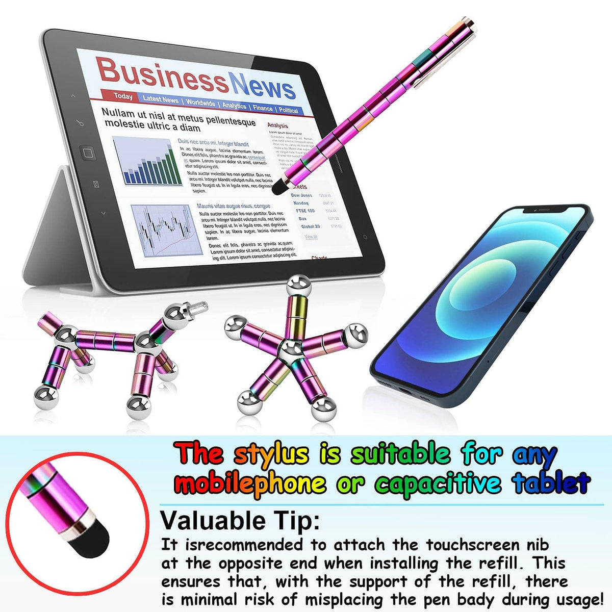 TYJHAFN Fidget Pen Gifts for Him & Her – Novelty Gadget Pens with Stylus