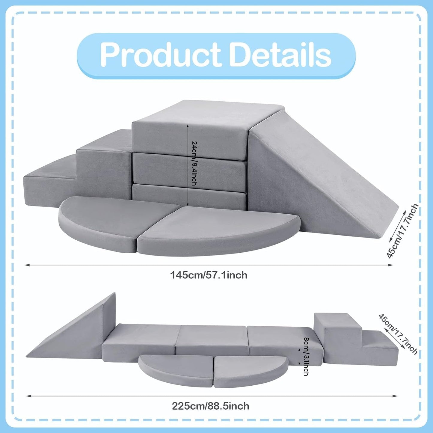 Tykacna 5pcs Foam Climbing Blocks for Toddlers 1-3 | Safe Indoor Soft Play & Crawling Set