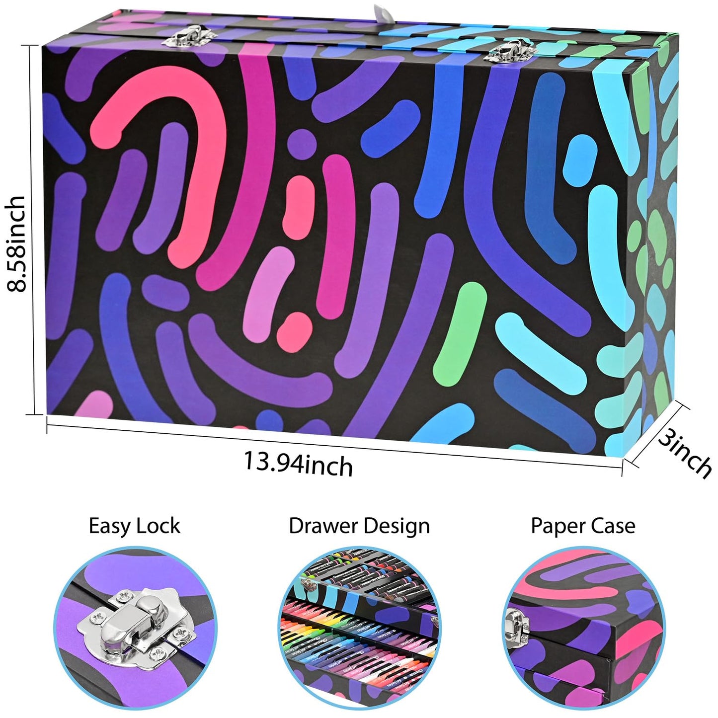 Tyko Arts 147pc Coloring Art Set | Portable Drawing & Painting Kit for Kids, Teens & Adults
