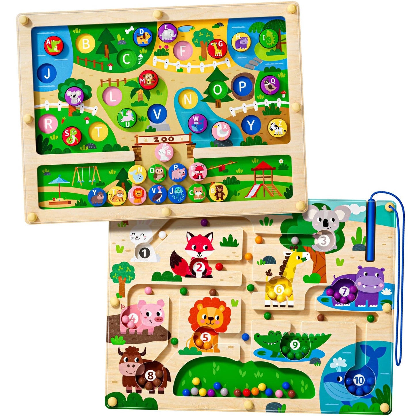 Tymokcall Magnetic Maze 2-in-1: Dual-Sided Alphabet & Color Puzzle Board for Kids