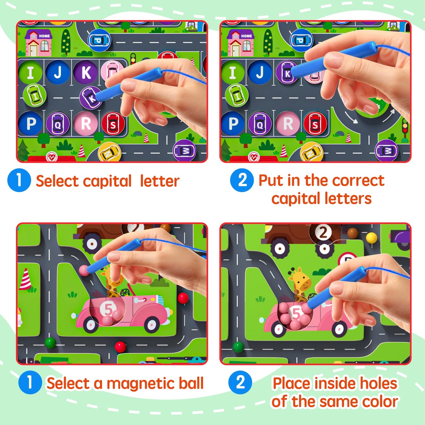 Tymokcall Magnetic Maze 2-in-1: Double-Sided Color & Number Alphabet Puzzle for Kids 3-5