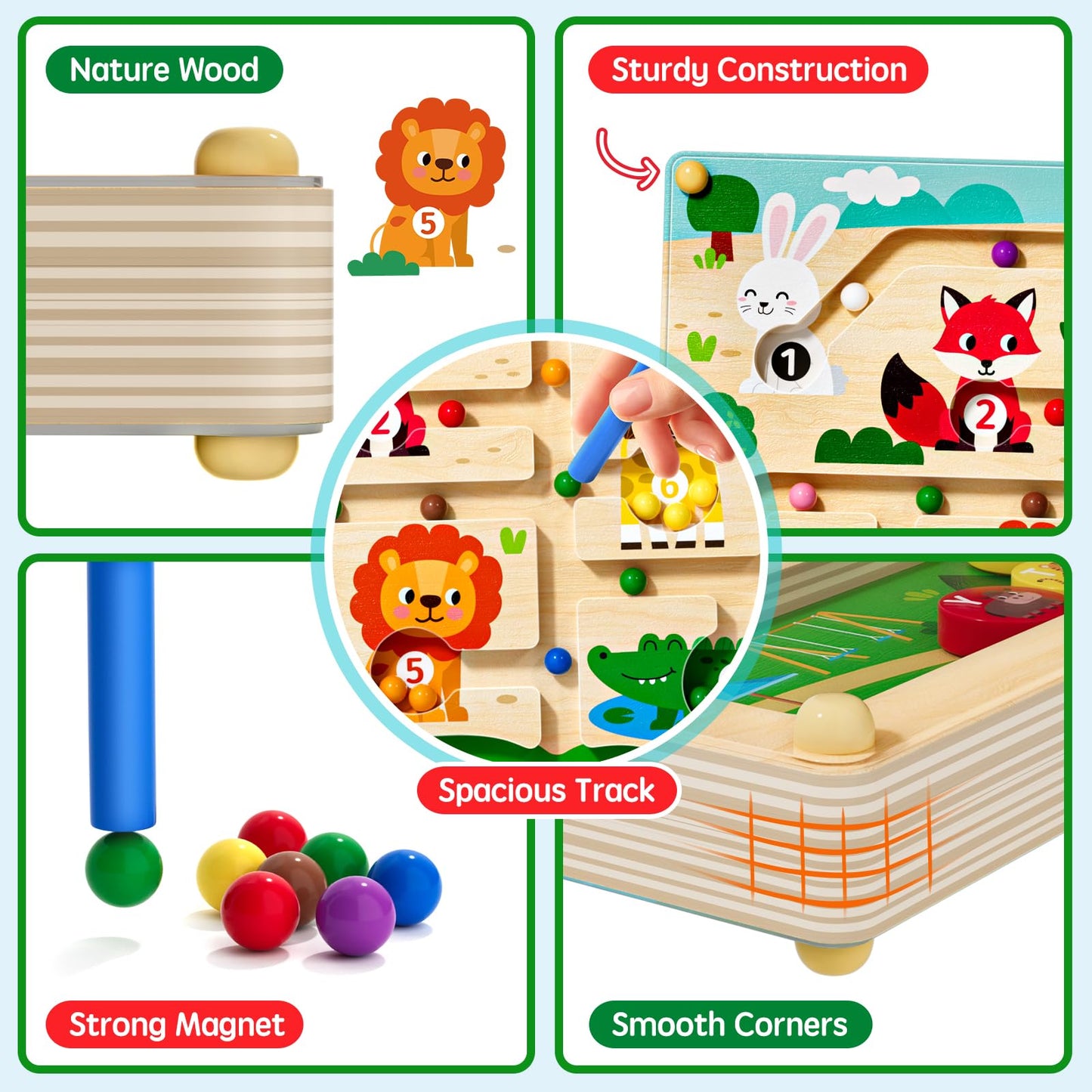 Tymokcall Magnetic Maze 2-in-1: Dual-Sided Alphabet & Color Puzzle Board for Kids