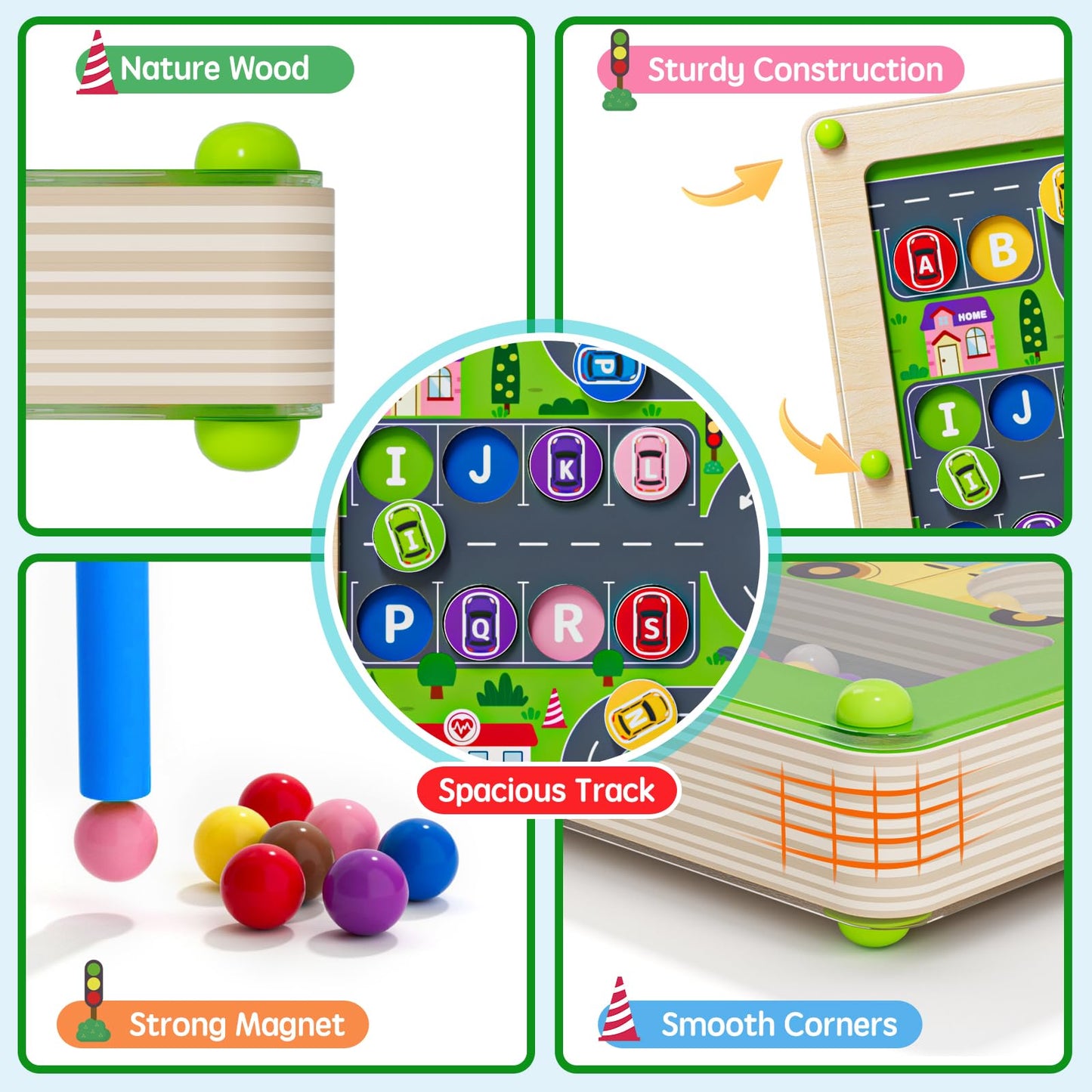 Tymokcall Magnetic Maze 2-in-1: Double-Sided Color & Number Alphabet Puzzle for Kids 3-5