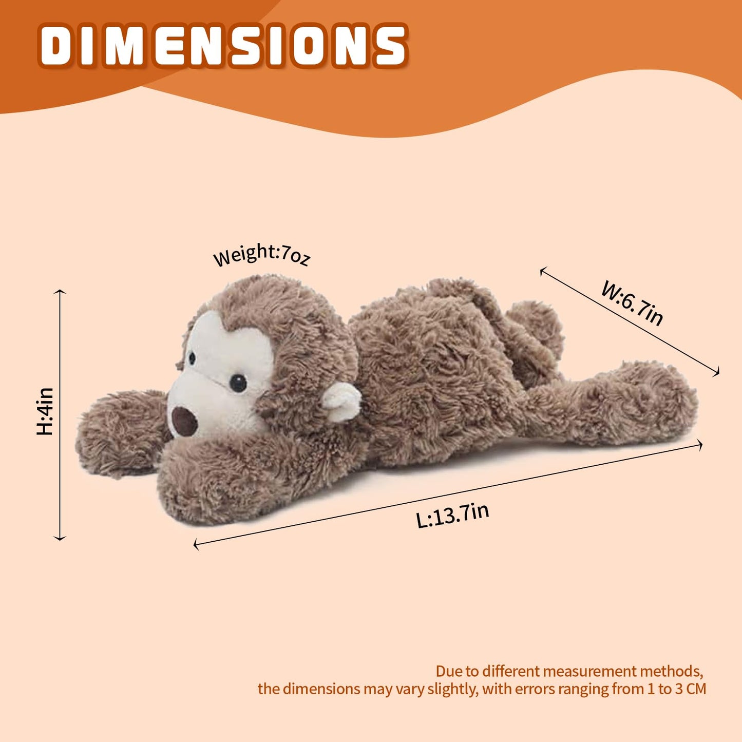 TYOMXA 14-Inch Weighted Monkey Plush — Sensory Comfort & Hugging Toy