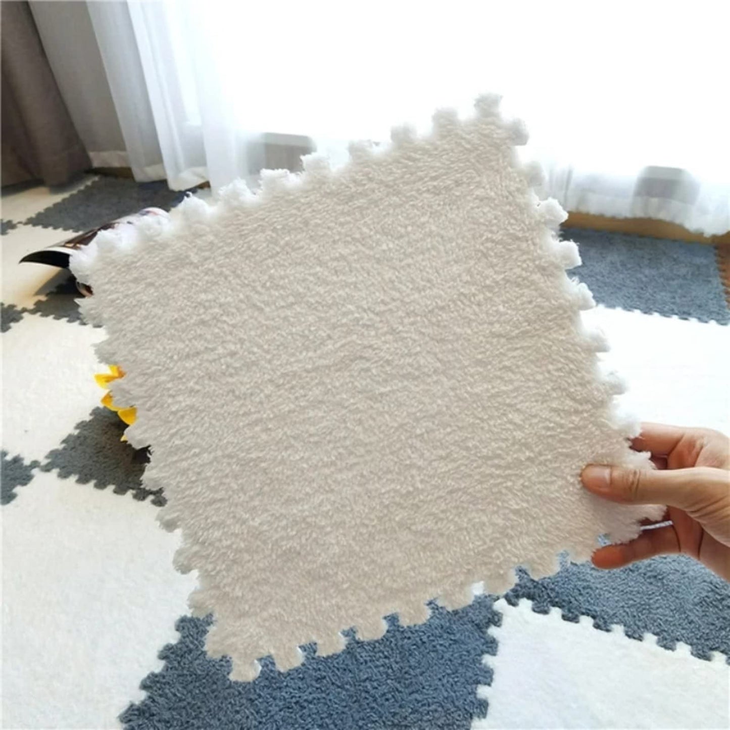 Typutomi 10pcs Plush Puzzle Foam Floor Mat – Soft Interlocking Tiles for Living Room & Baby Room