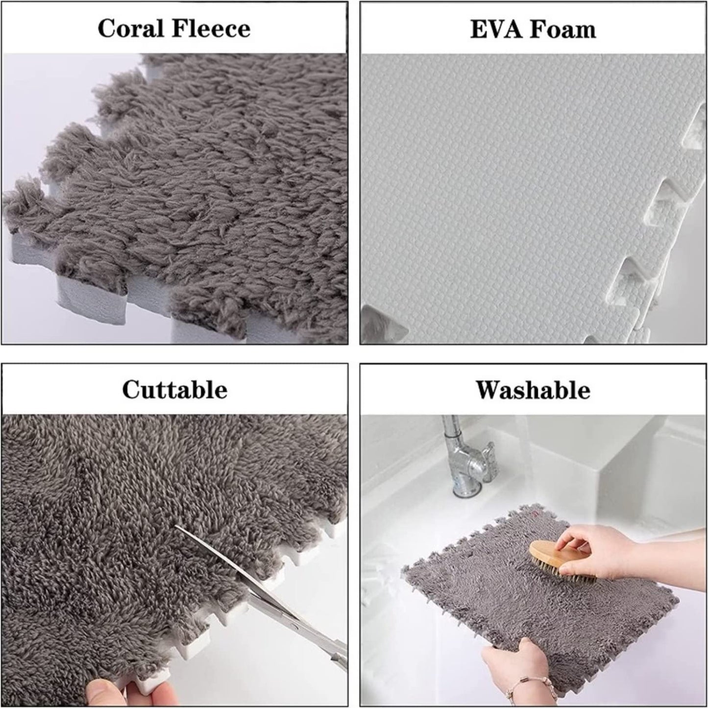 Typutomi 10pcs Plush Puzzle Foam Floor Mat – Soft Interlocking Tiles for Living Room & Baby Room