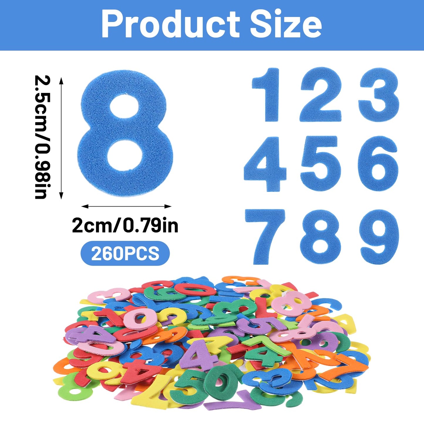 Tyqour 260Pcs Foam Sticker Set – Self-Adhesive Letters & Numbers for Crafts