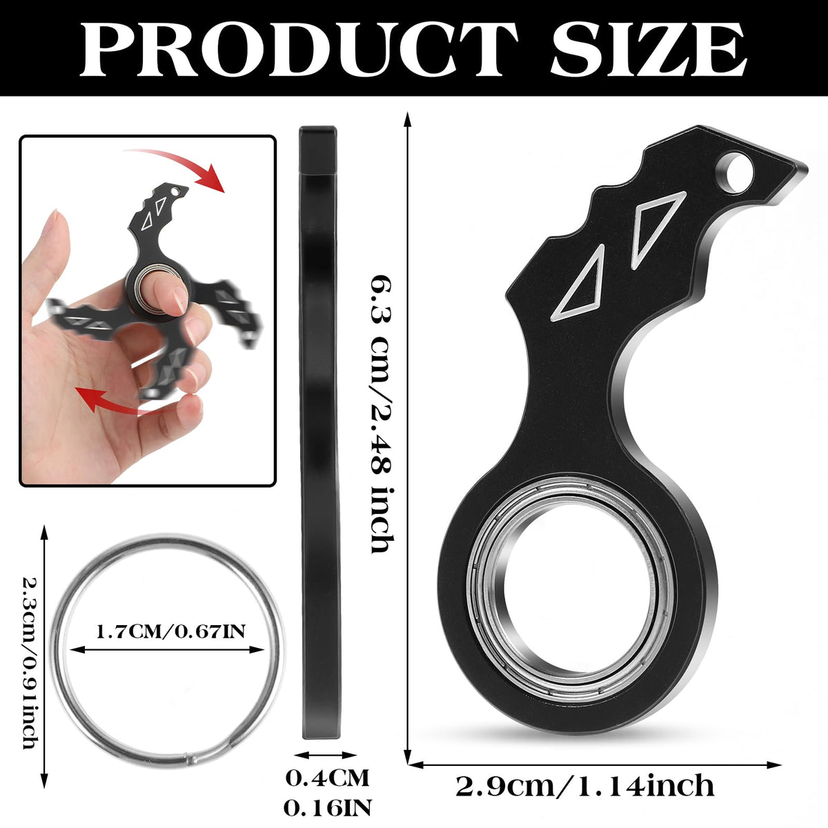 Tyqour Spinner Keychain – Portable Alloy Fidget for Adults & Teens