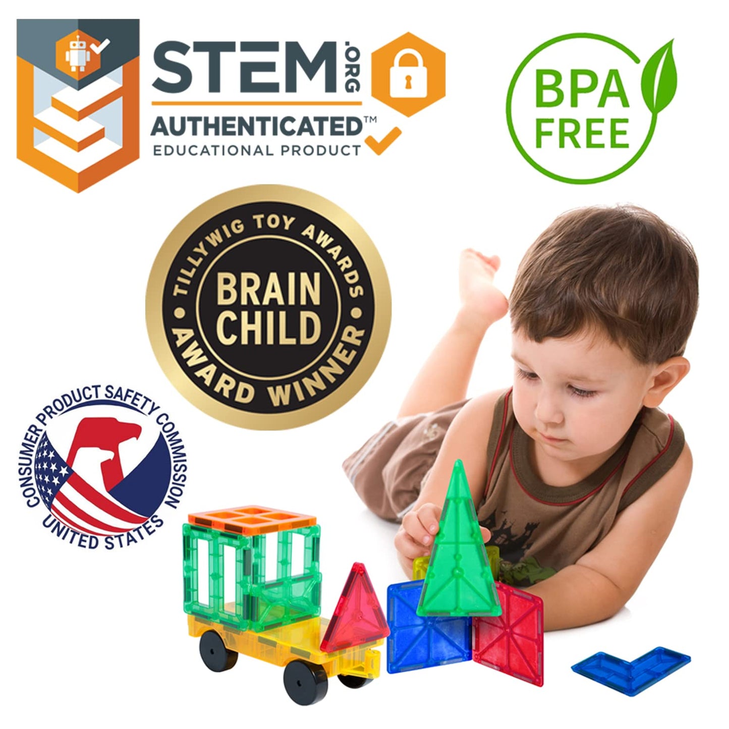 Tytan Tiles 220-Piece Magnetic Building Set | STEM Toy for Kids 3+ | Supersized 3D Castles & Vehicles