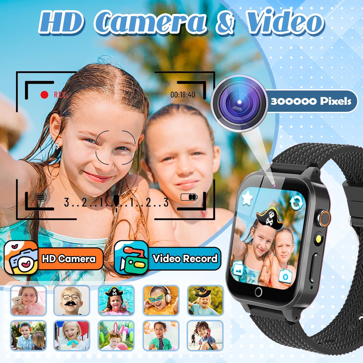 Tywop Kids Smart Watch with 26 Puzzle Games, HD Camera, Storybook & Pedometer – Metal Case