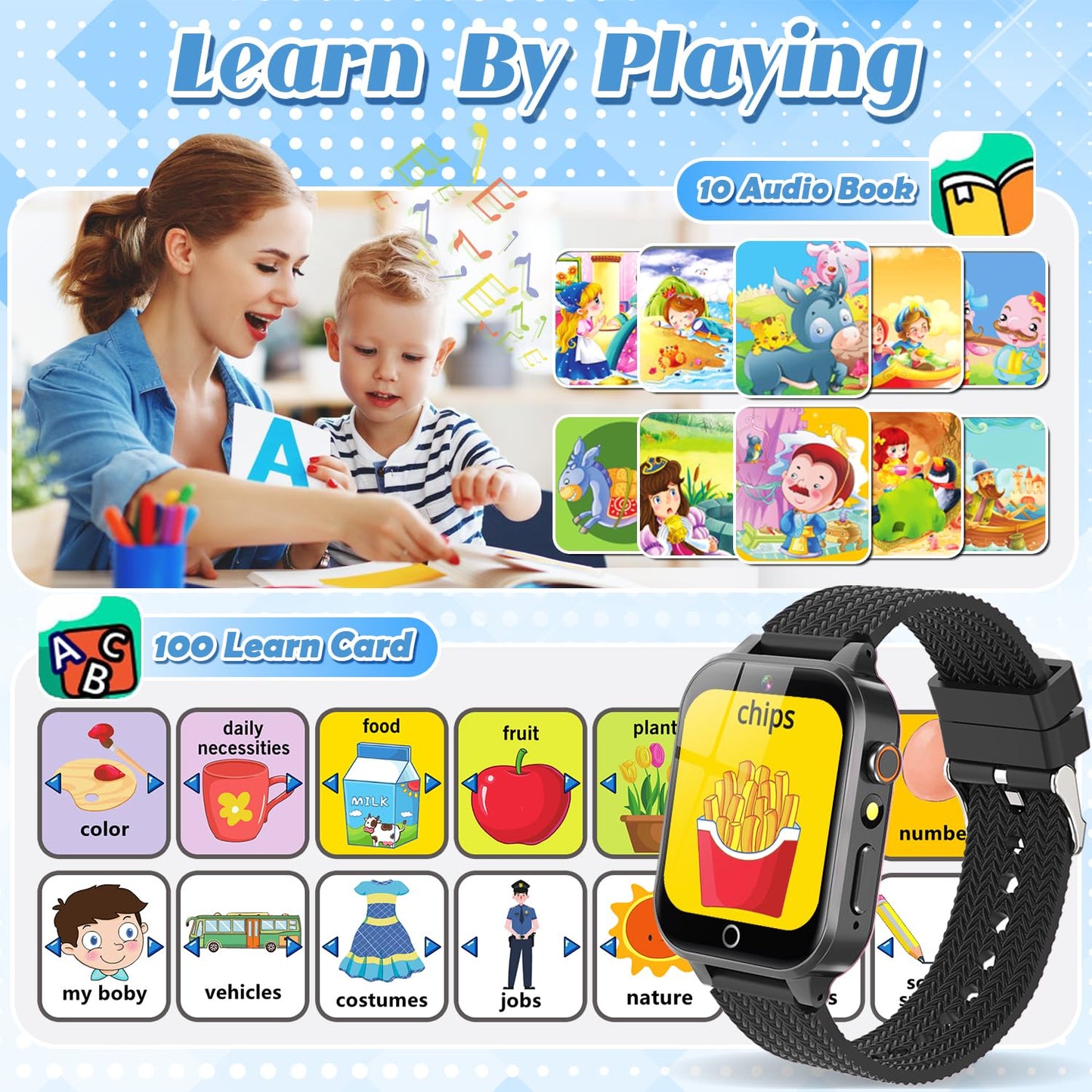 Tywop Kids Smart Watch with 26 Puzzle Games, HD Camera, Storybook & Pedometer – Metal Case