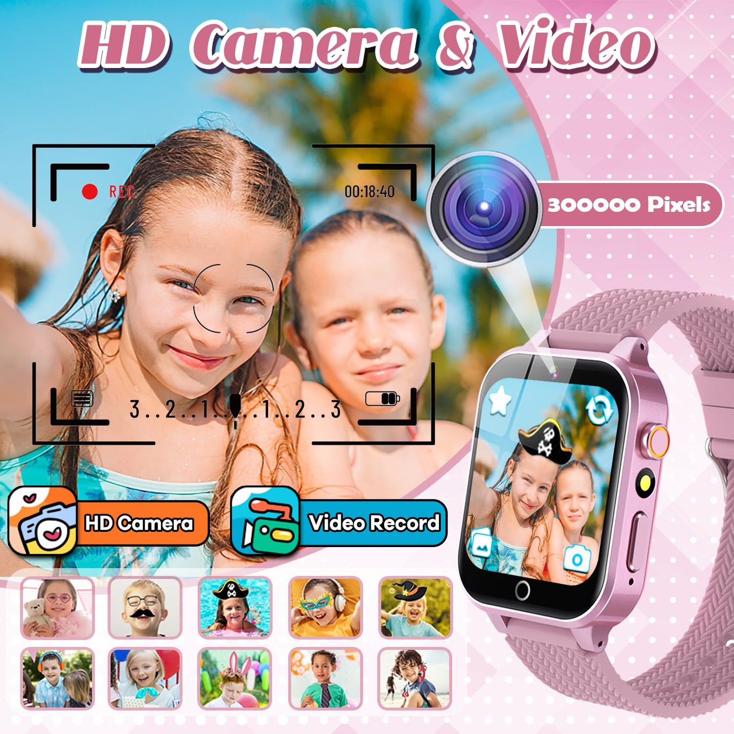 Tywop Kids Smart Watch for Girls 3-12 — 26 Puzzle Games, HD Camera, Storybook, Metal Case