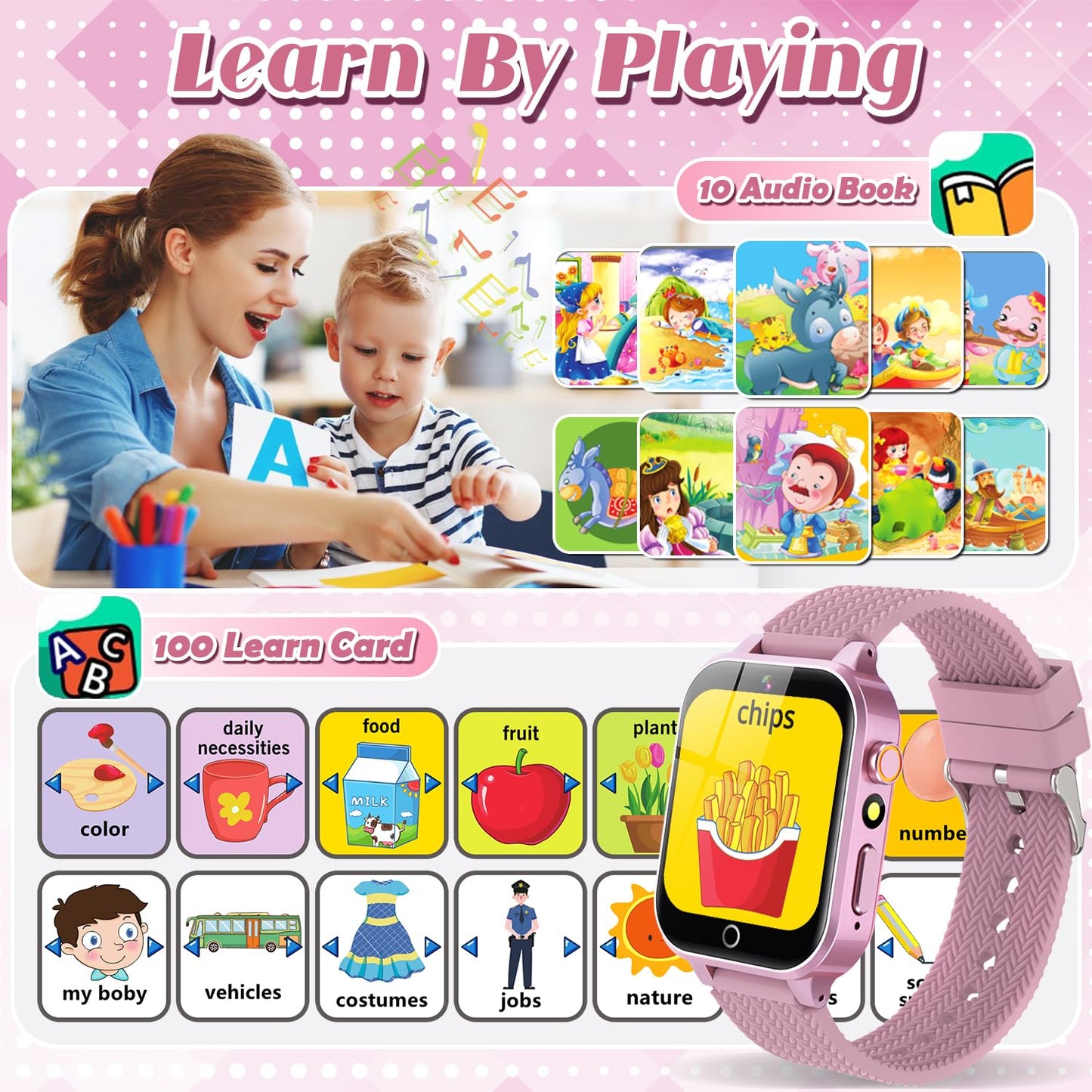 Tywop Kids Smart Watch for Girls 3-12 — 26 Puzzle Games, HD Camera, Storybook, Metal Case