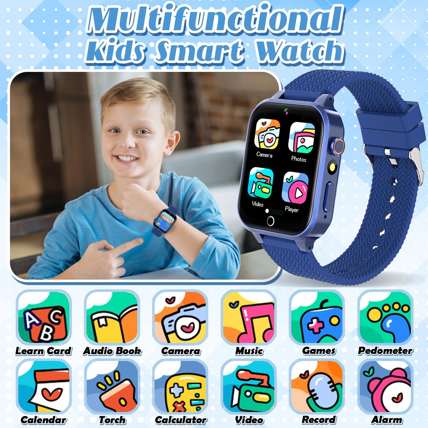Tywop Kids Smart Watch – 26 Puzzle Games, HD Camera, Touchscreen, Metal Case (Ages 3-12)