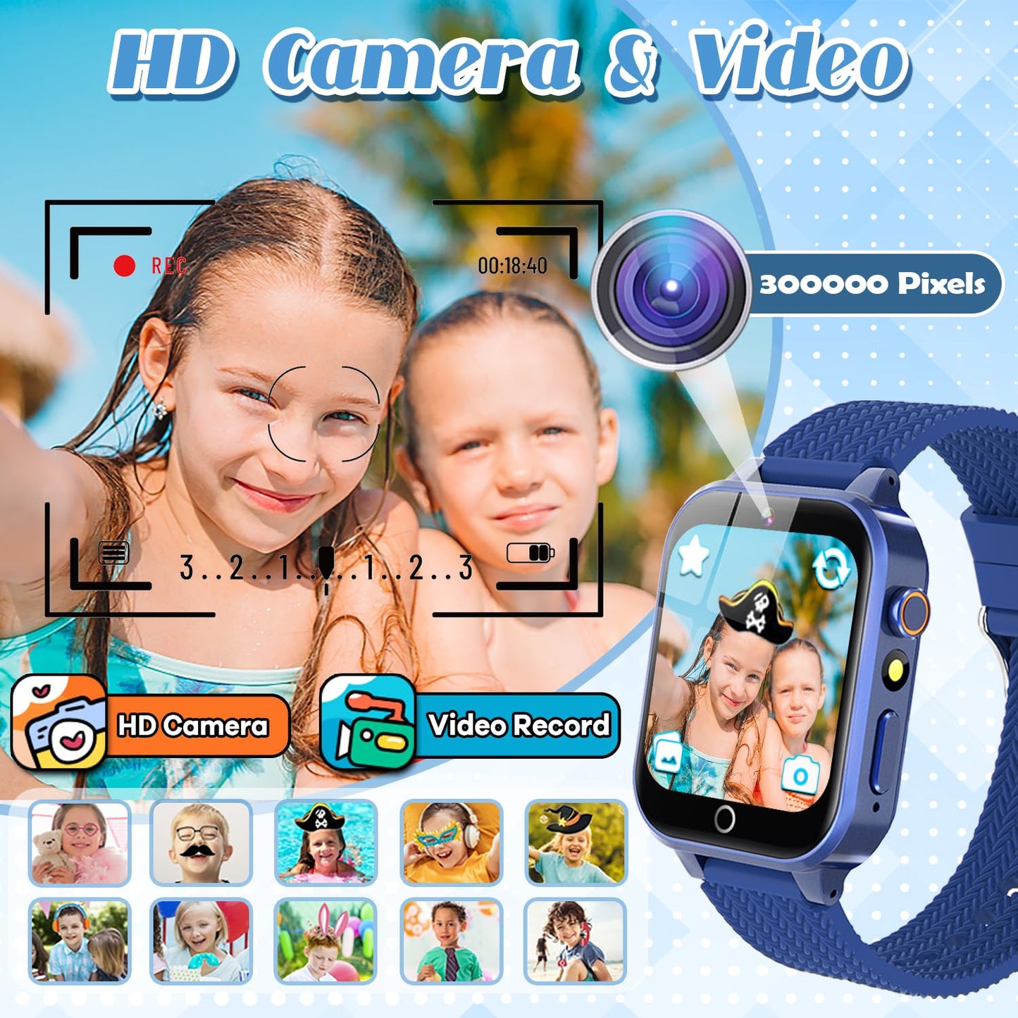 Tywop Kids Smart Watch – 26 Puzzle Games, HD Camera, Touchscreen, Metal Case (Ages 3-12)