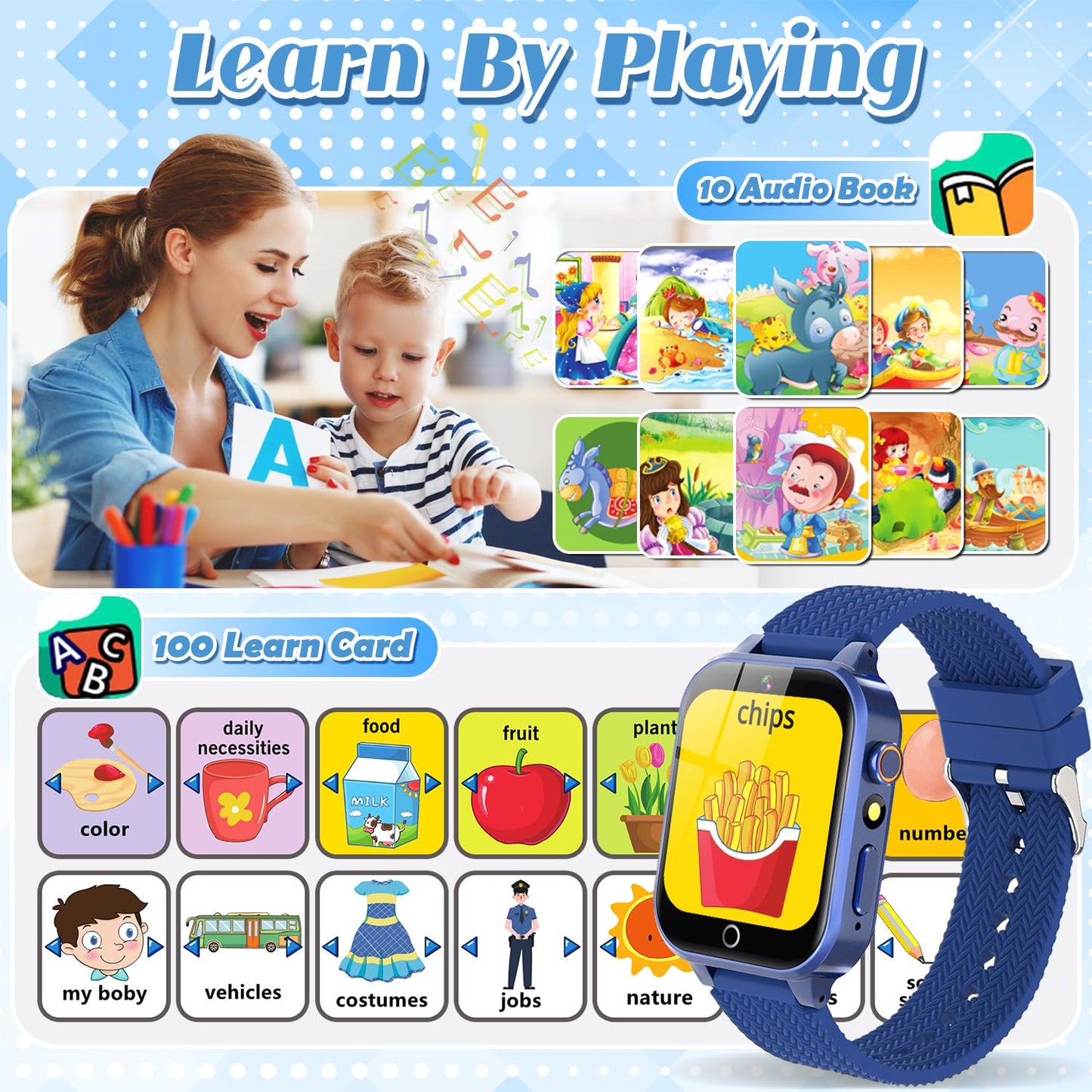 Tywop Kids Smart Watch – 26 Puzzle Games, HD Camera, Touchscreen, Metal Case (Ages 3-12)