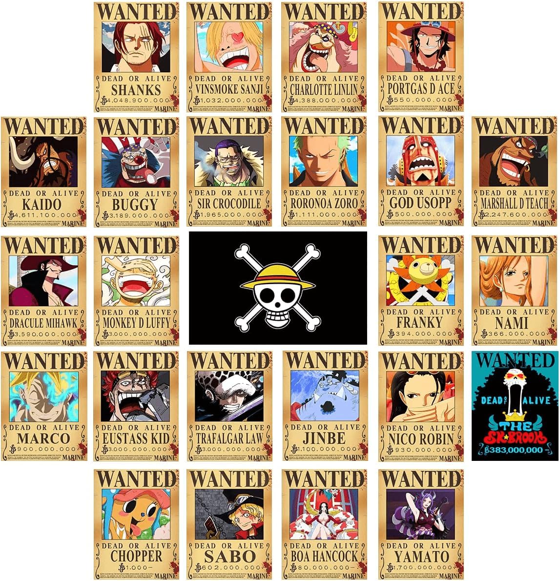 TYZZHOA 25PCS Anime OP Wanted Posters – New Bounty Edition (Luffy 3 Billion) & Crew