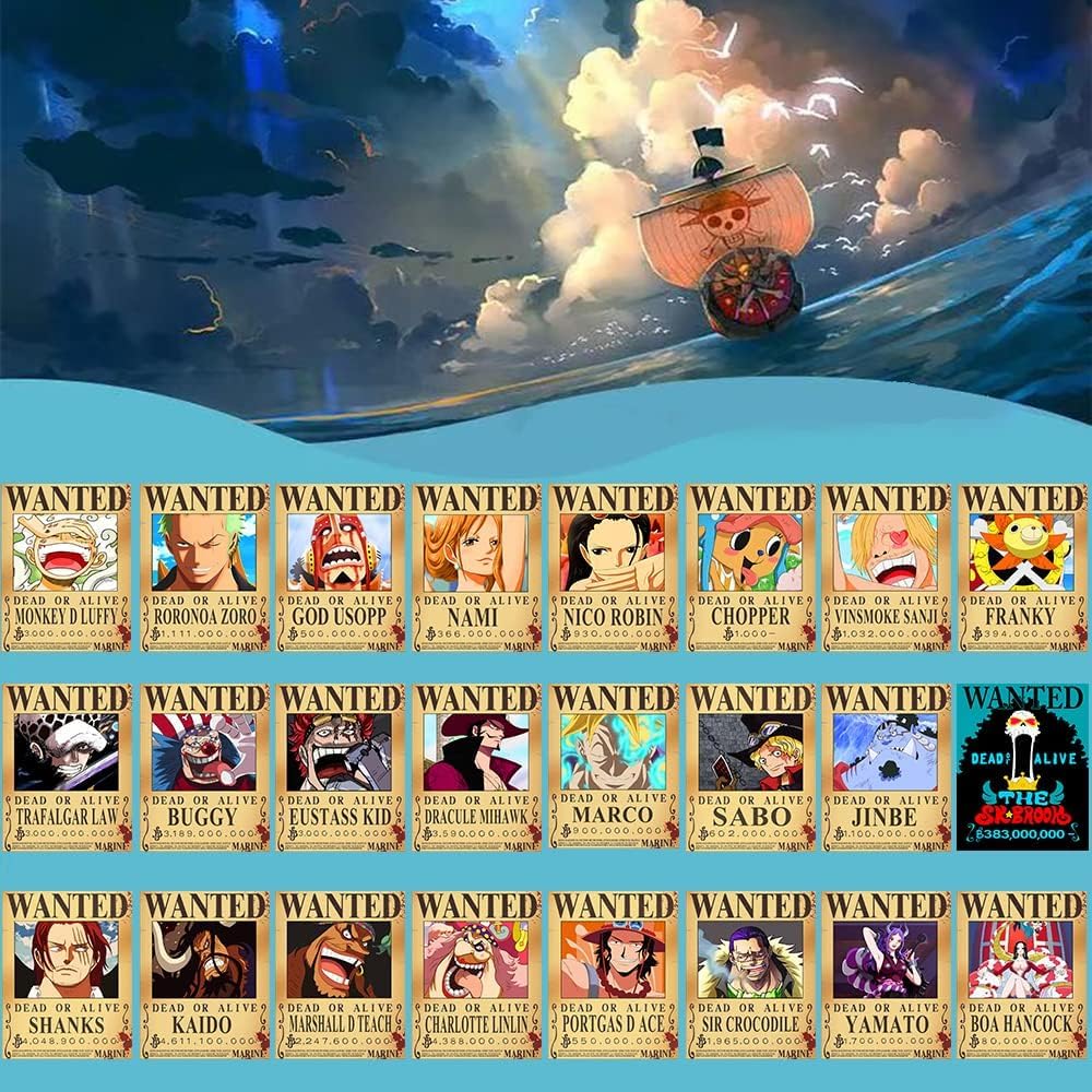 TYZZHOA 25PCS Anime OP Wanted Posters – New Bounty Edition (Luffy 3 Billion) & Crew