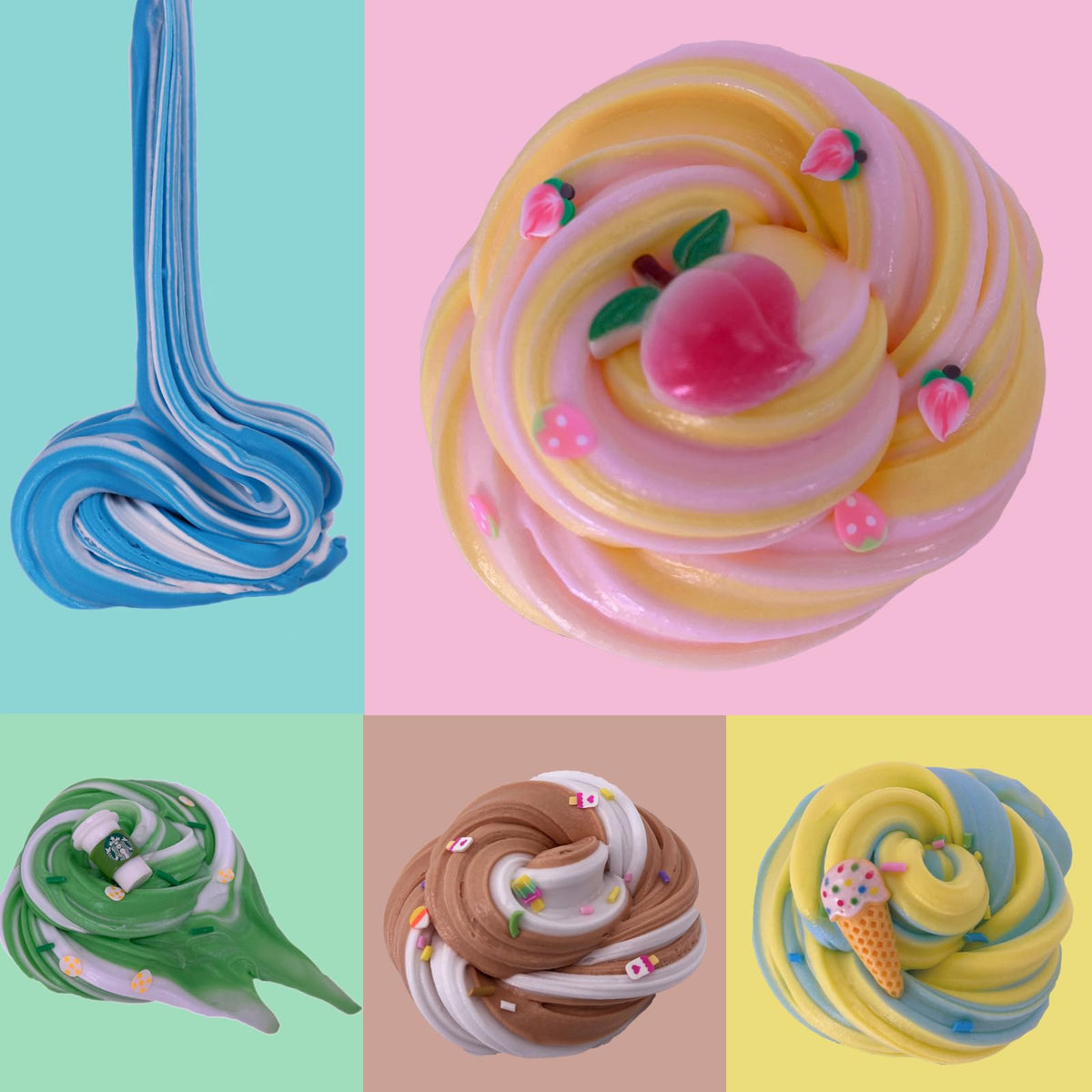 Tzsofesko 15 Packs Duo Colored Butter Slime Kit – Non-Sticky, Super Soft Sludge for Kids