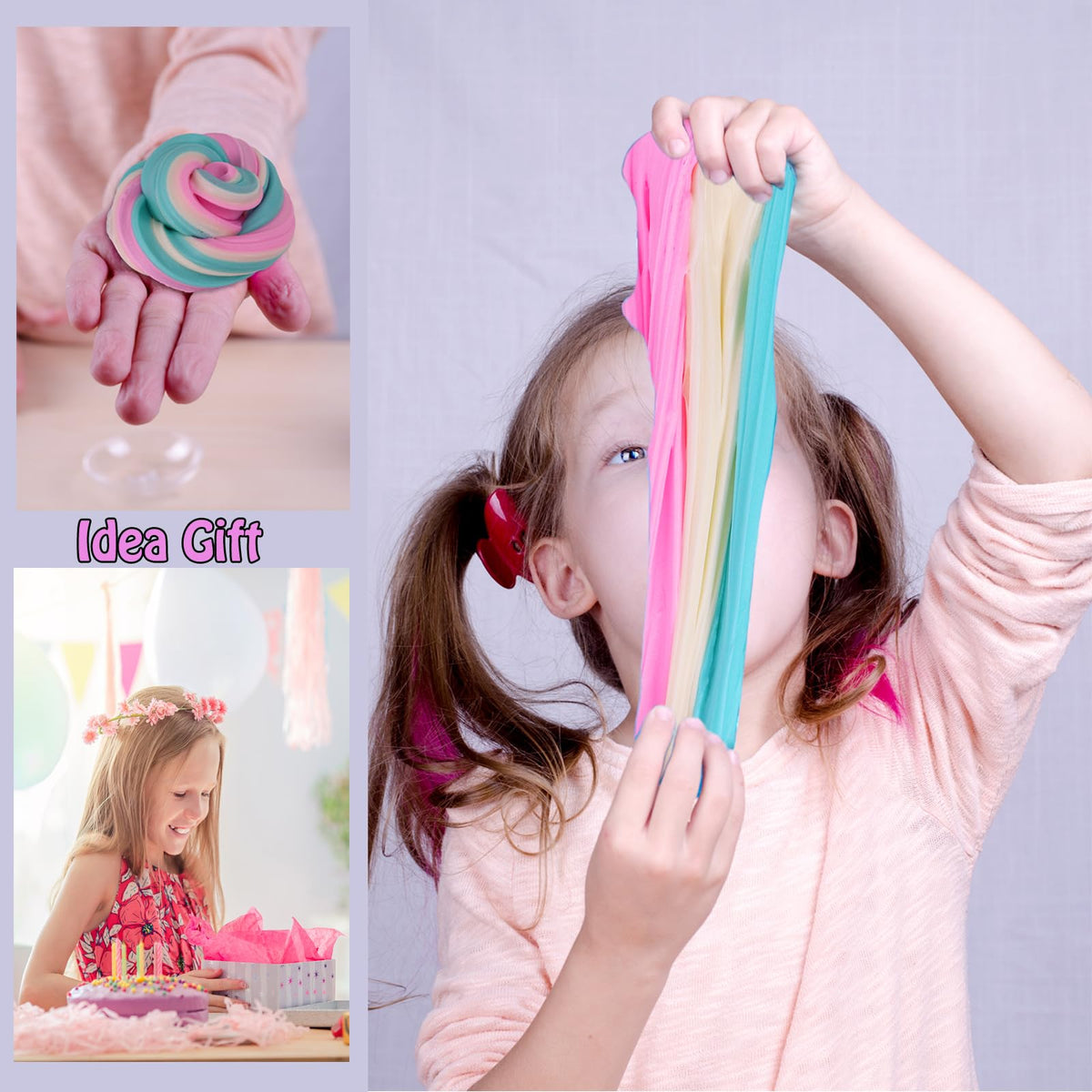 Tzsofesko 15 Packs Duo Colored Butter Slime Kit – Non-Sticky, Super Soft Sludge for Kids
