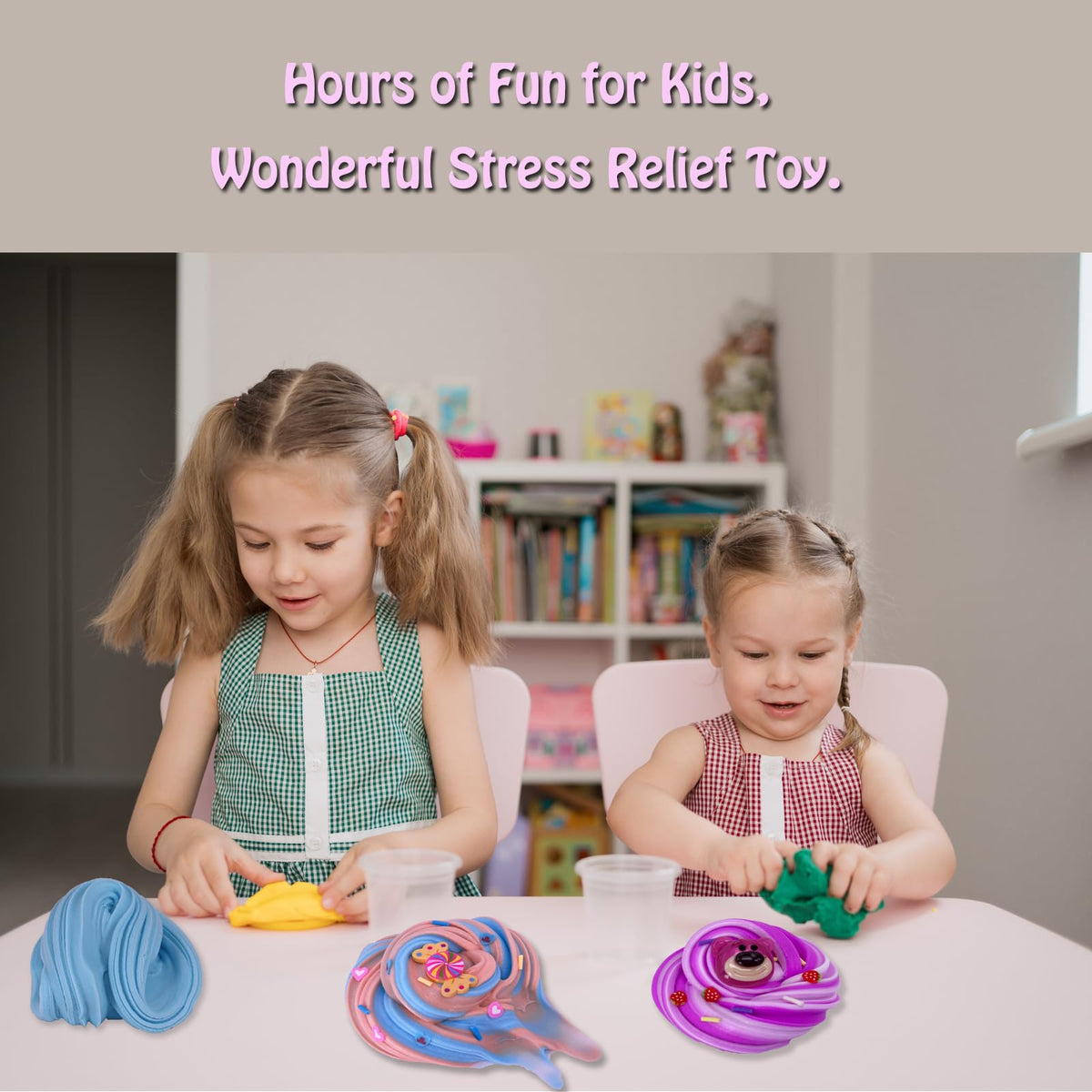 Tzsofesko 15 Packs Duo Colored Butter Slime Kit – Non-Sticky, Super Soft Sludge for Kids