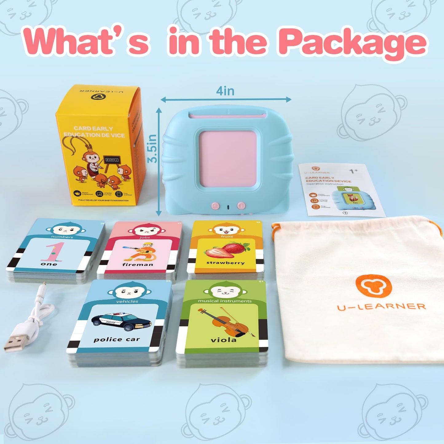 U-LEARNER 296 Sight Words Talking Flash Cards for Toddlers | Montessori Speech Toy
