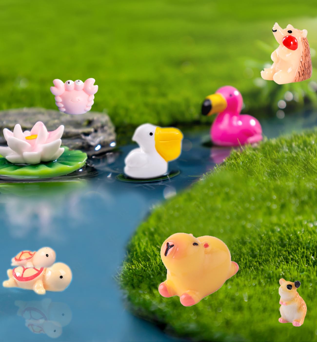 U-Zimikee 45 Pcs Mini Resin Animals – Cute Figurines for Dollhouses & Fairy Gardens