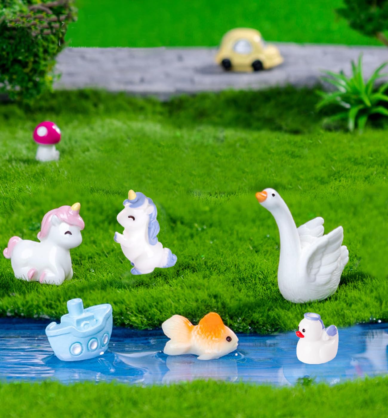 U-Zimikee 45 Pcs Mini Resin Animals – Cute Figurines for Dollhouses & Fairy Gardens