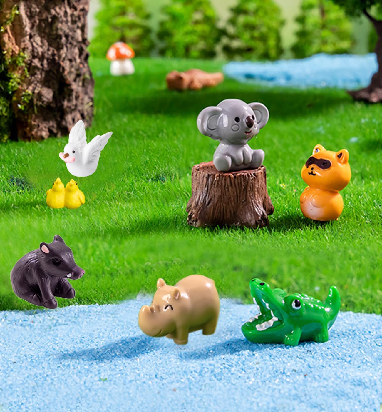 U-Zimikee 45 Pcs Mini Resin Animals – Cute Figurines for Dollhouses & Fairy Gardens