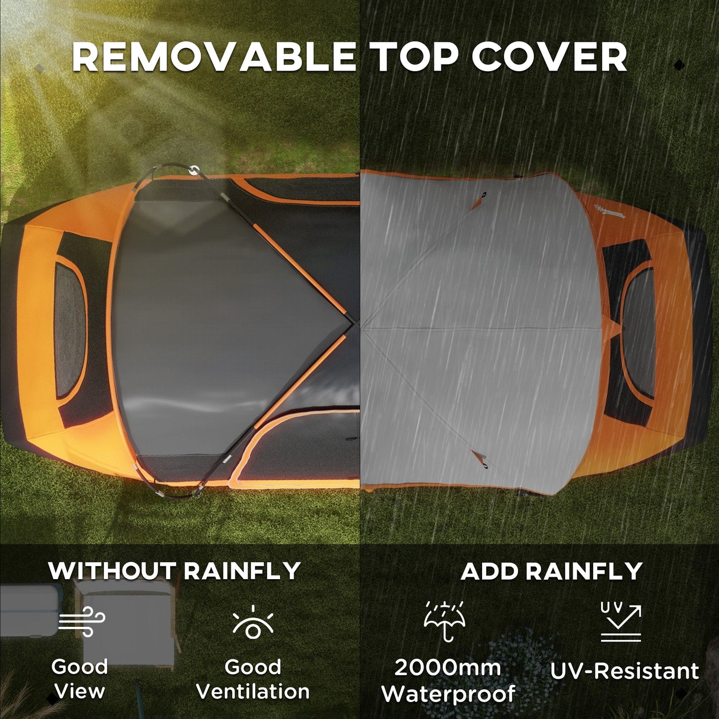 Outsunny 2 Room Camping Tent with Waterproof Rainfly & Screen Panels