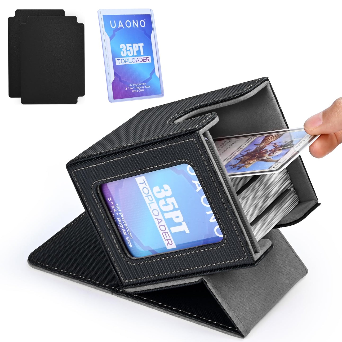 UAONO Card Deck Box with MTG Commander Display – Holds 100+ Cards + Top Loader