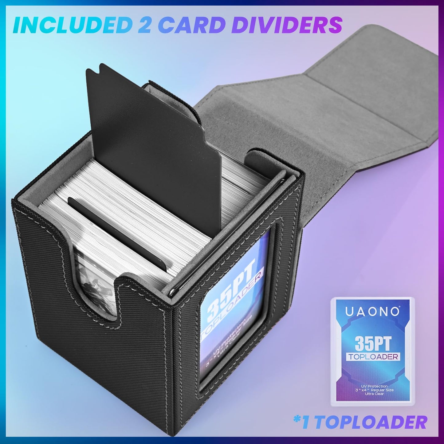 UAONO Card Deck Box with MTG Commander Display – Holds 100+ Cards + Top Loader
